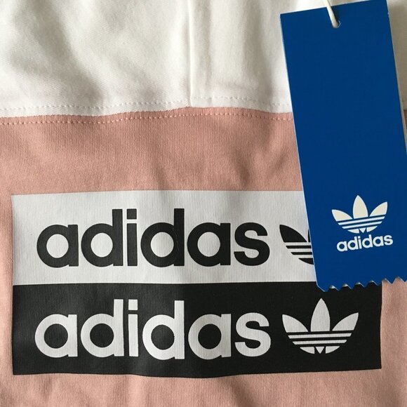 ADIDAS Originals tee short sleeve top white pink black trefoil t-shirt sz s nwt - Picture 8 of 11